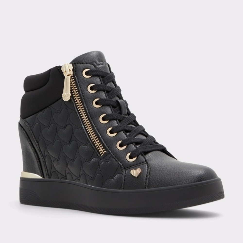 Aldo Black and Gold Quilted Sneakers